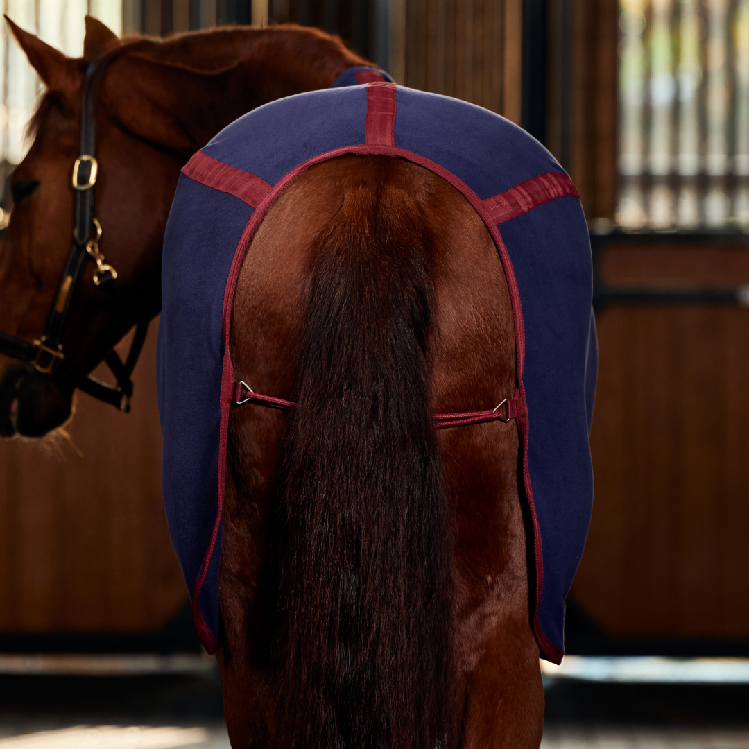 Weatherbeeta Anti-Static Fleece Cooler Standard Neck #colour_navy-burgundy