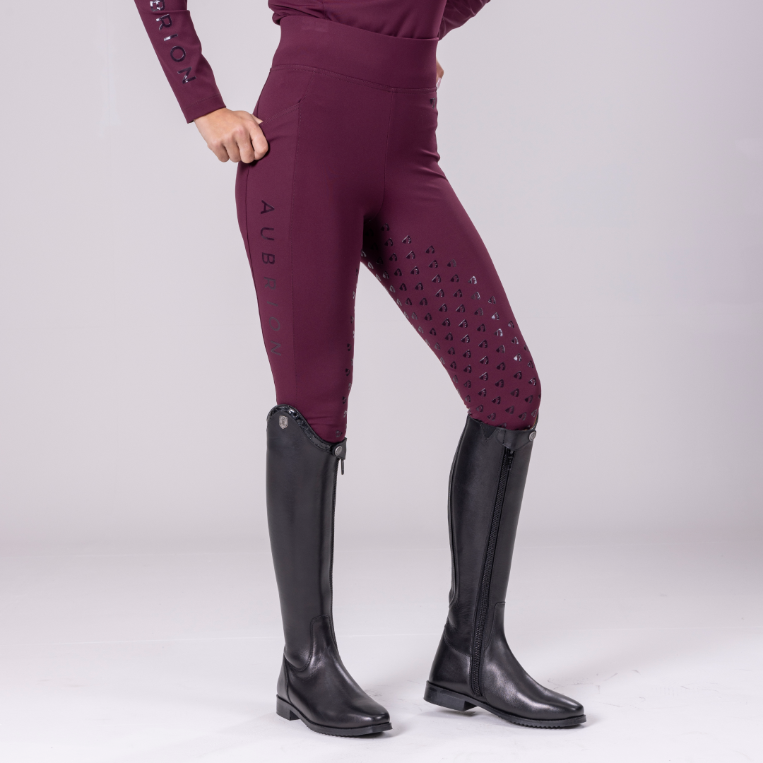 Shires Aubrion Eltar Riding Tights #colour_black-cherry