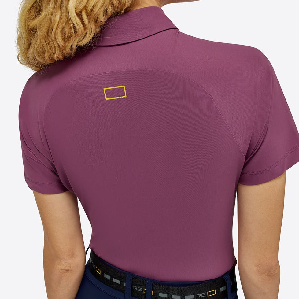 Rider's Gene Ladies Jersey Short Sleeve Training Zip Polo #colour_wine