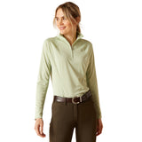 Ariat Women's Sunstopper 3.0 1/4 Zip Baselayer #colour_laurel-green