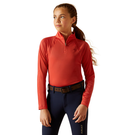 Ariat Youth Sunstopper 3.0 1/4 Zip Baselayer #colour_baked-apple