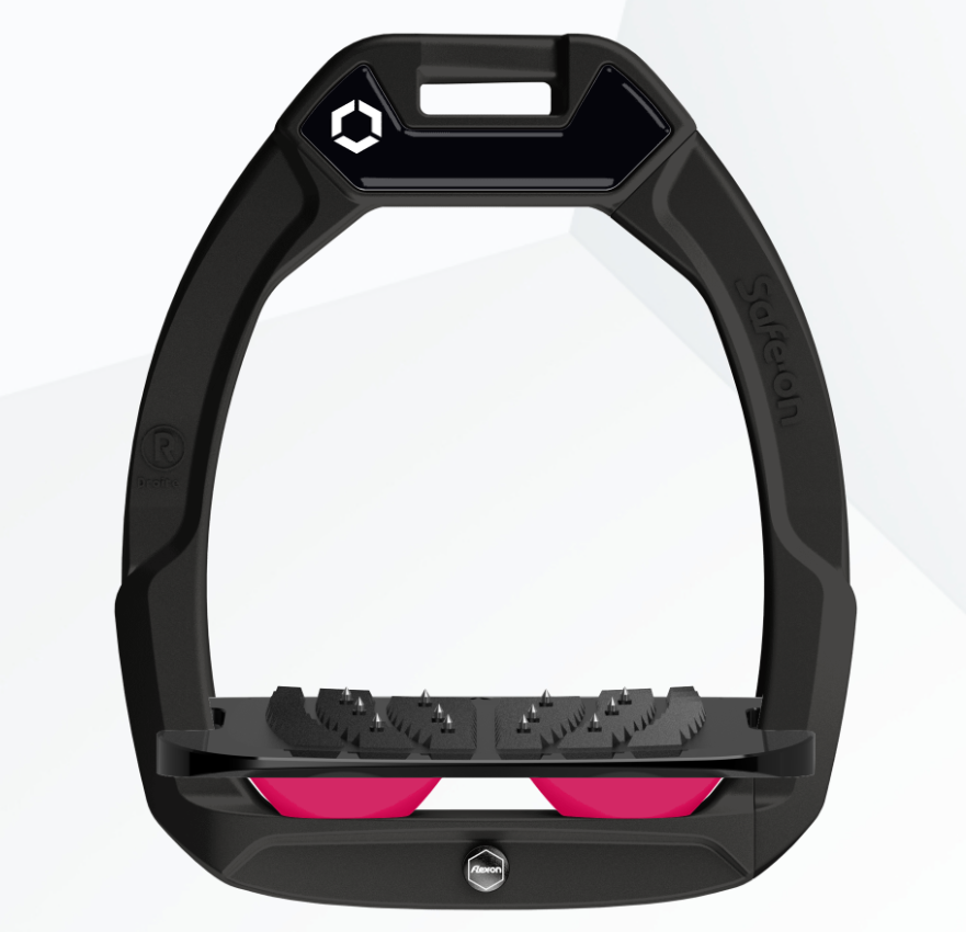 Flex-On Safe-On Inclined Ultra Grip Steigbügel – Schwarz/Schwarz/Rosa