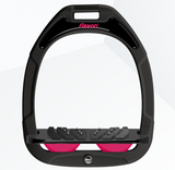 Flex-On Green Composite Inclined Ultra Grip Stirrups - Black/Black/Fuchsia