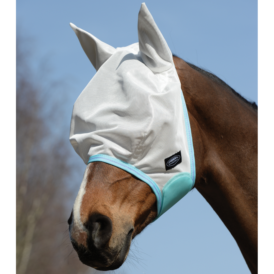 WeatherBeeta Comfitec Essential Mesh Fly Mask #colour_white-light-blue-purple