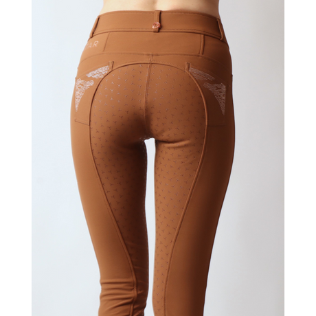 Montar Rosa Full Grip Breeches With Rosegold Crystals #colour_toffee