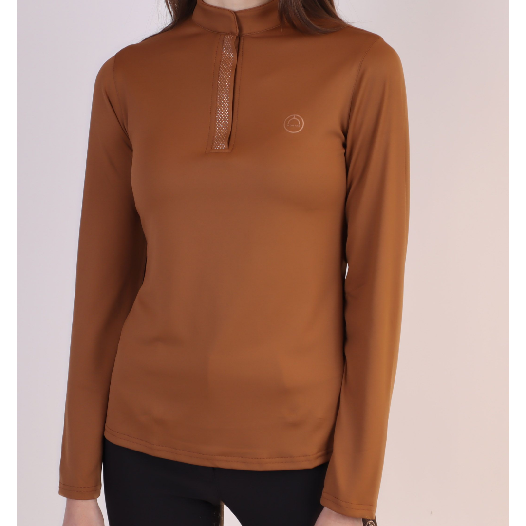 Montar Briella Long Sleeve with Rosegold Crystals #colour_toffee