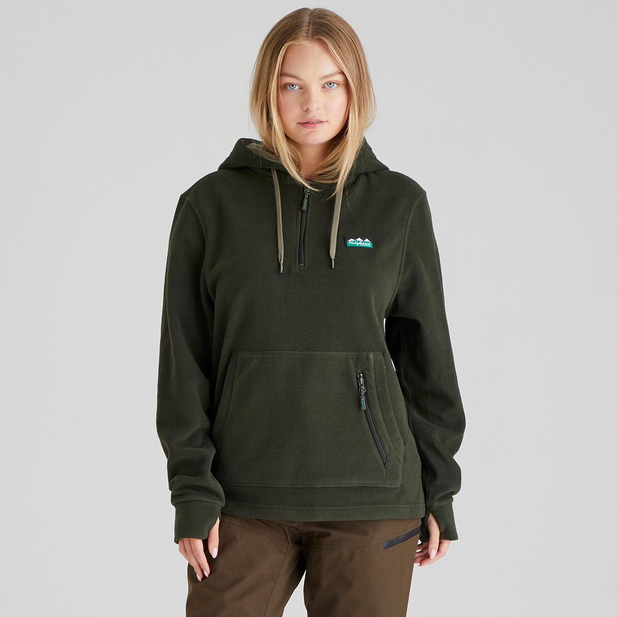 Ridgeline Womens Ballistic Long Sleeved Fleece Hoodie #colour_deep-forest