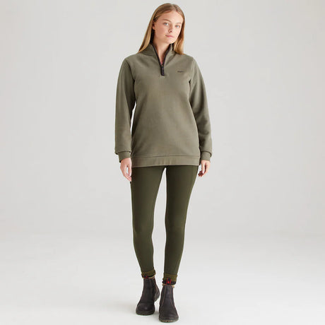 Ridgeline Womens Brancaster 1/4 Zip #colour_smokey-olive