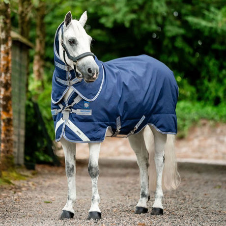 Horseware Ireland Rhino Plus Pony 100g Turnout Rug #colour_navy-titanium grey-classic blue