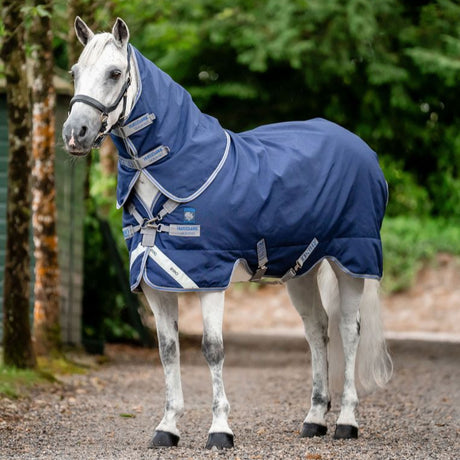 Horseware Ireland Rhino Plus Pony 100g Turnout Rug #colour_navy-titanium grey-classic blue