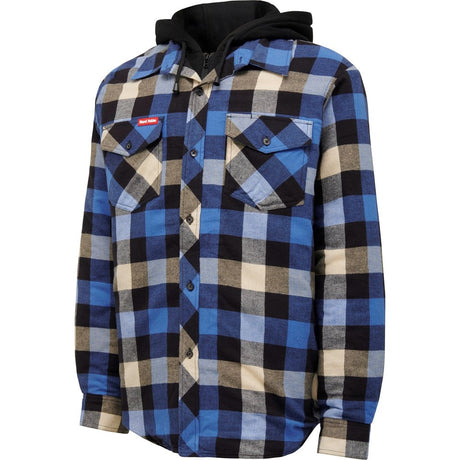 Hard Yakka Quilted Flannel Shacket #colour_blue