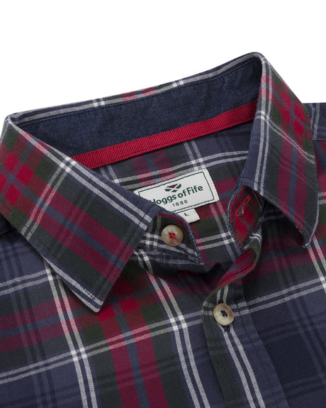 Hoggs of Fife Taransay Plaid Twill Shirt #colour_navy-green-wine