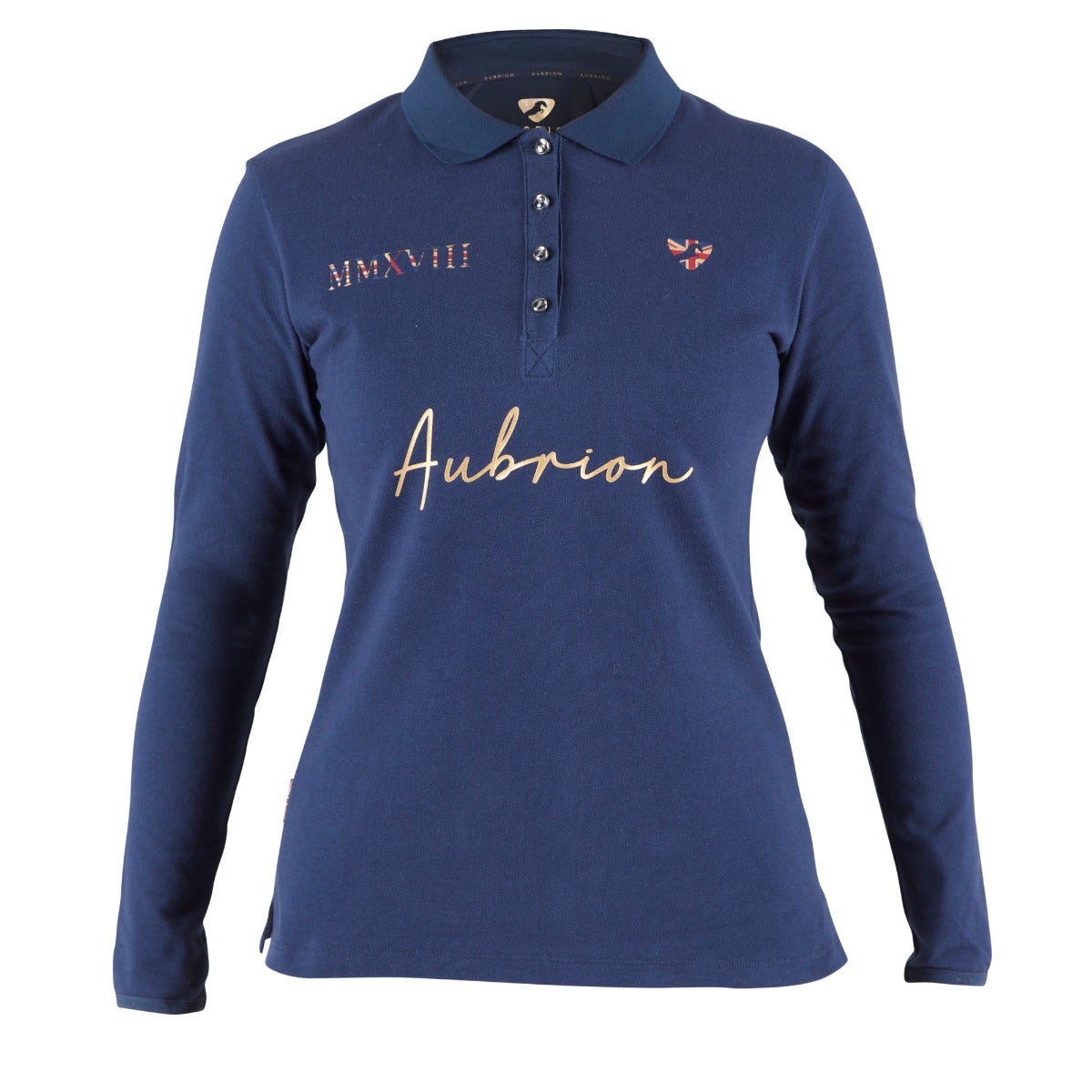 Shires Aubrion Ladies Team Long Sleeve Polo #colour_navy-blue