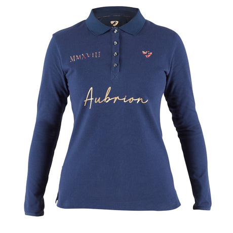 Shires Aubrion Ladies Team Long Sleeve Polo #colour_navy-blue