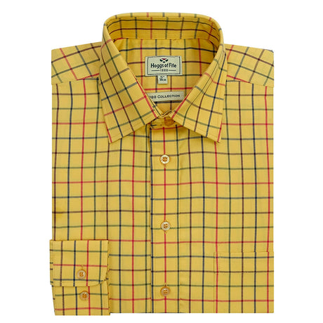 Hoggs of Fife Governor Men's Premier Tattersall Shirt #colour_gold-check