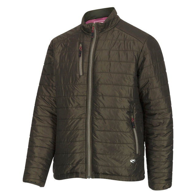 Hoggs of Fife Kingston Men's Lightweight Quilted Jacket #colour_olive-green-wine