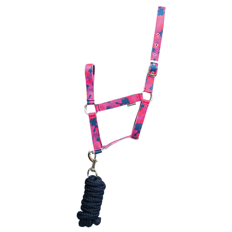 Hy Equestrian DynaForce Head Collar & Lead Rope #colour_raspberry-navy