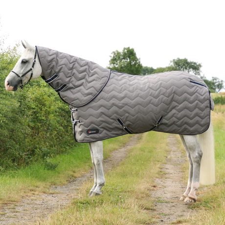 DefenceX System 300g Stable Rug with Detachable Neck #colour_grey-navy-light-grey